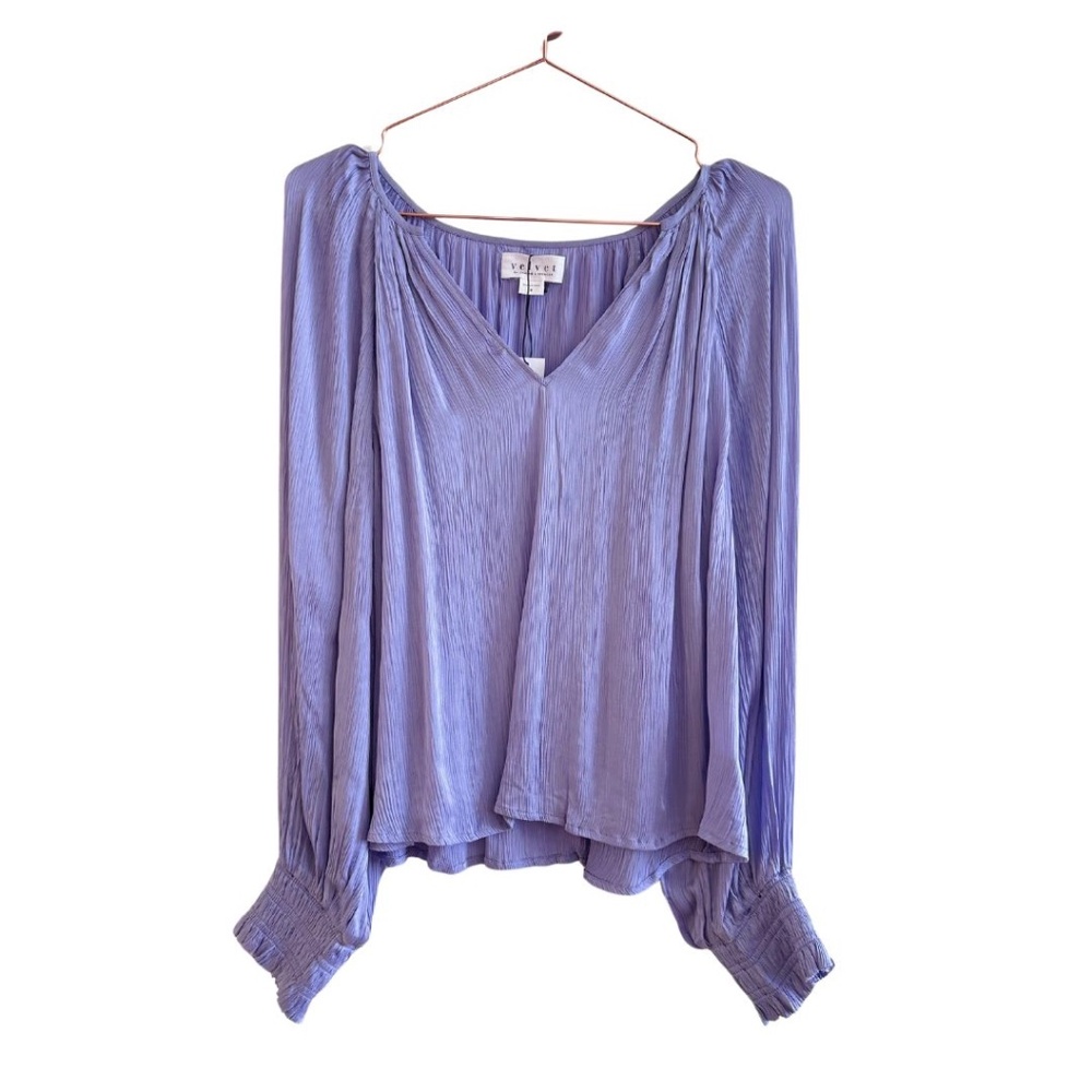 NWT Velvet by Graham & Spencer Helen Crinkle Purple Lilac Blouse Multiple Sizes